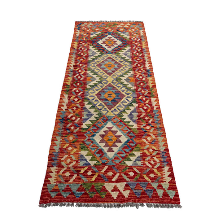 Afghan Vegetable Kilim Rug 2' 5" x 6' 5" Flat-Weave detail