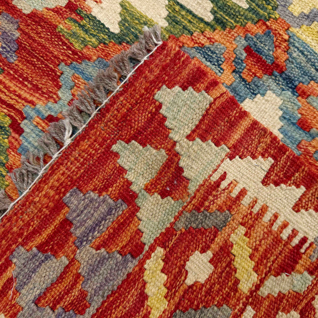 Afghan Vegetable Kilim Rug 2' 5" x 6' 5" Flat-Weave border