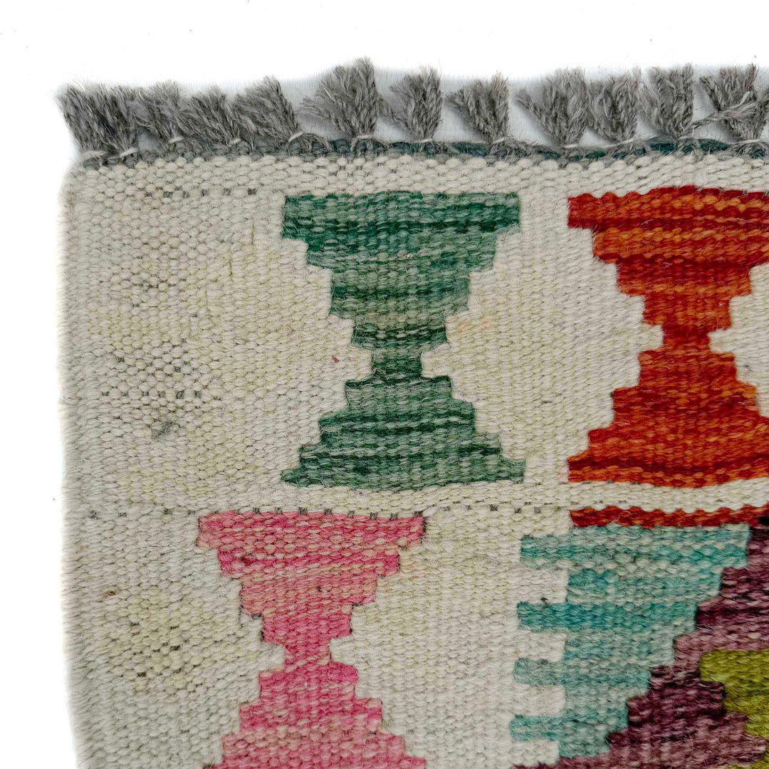 Afghan Vegetable Kilim Runner 2' 6" x 6' 5" Flat-Weave pattern