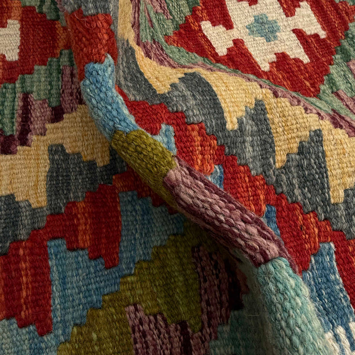 Afghan Vegetable Kilim Runner 2' 6" x 6' 5" Flat-Weave texture