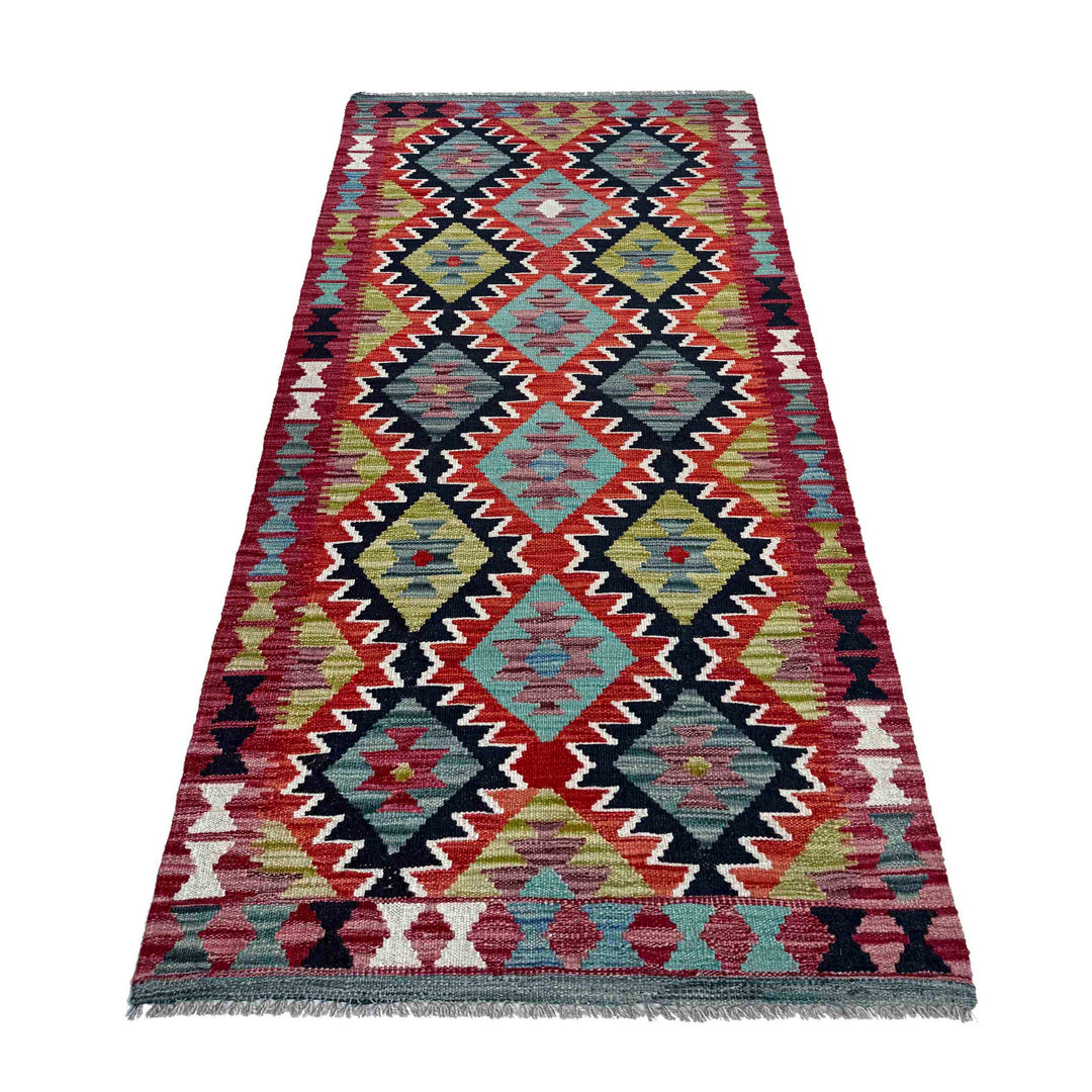 Afghan Vegetable Kilim Rug 2' 9" x 6' 7" Flat-Weave detail