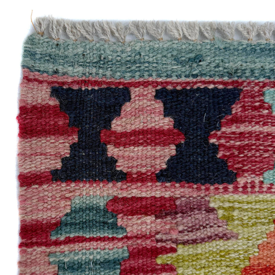 Afghan Vegetable Kilim Rug 2' 9" x 6' 7" Flat-Weave pattern