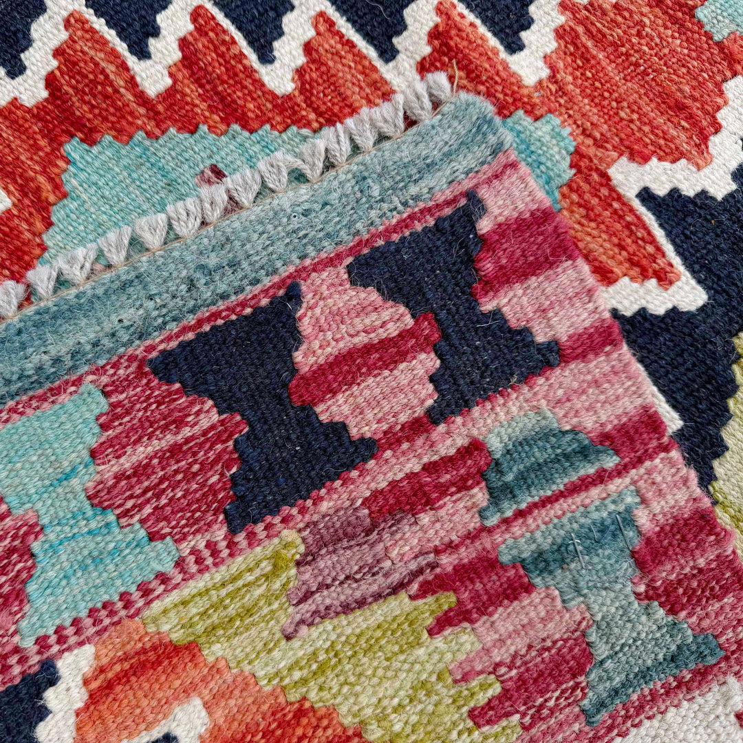 Afghan Vegetable Kilim Rug 2' 9" x 6' 7" Flat-Weave border