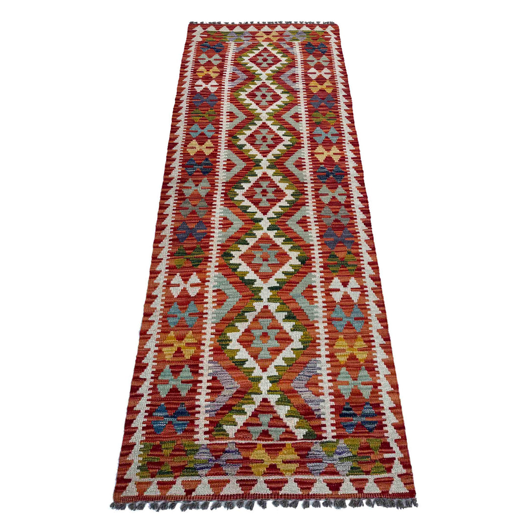Afghan Vegetable Kilim Rug 2' 4" x 6' 11" Flat-Weave detail