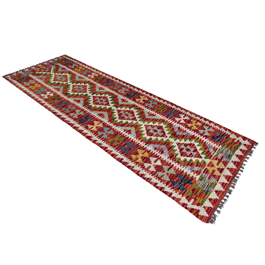 Afghan Vegetable Kilim Rug 2' 4" x 6' 11" Flat-Weave close-up