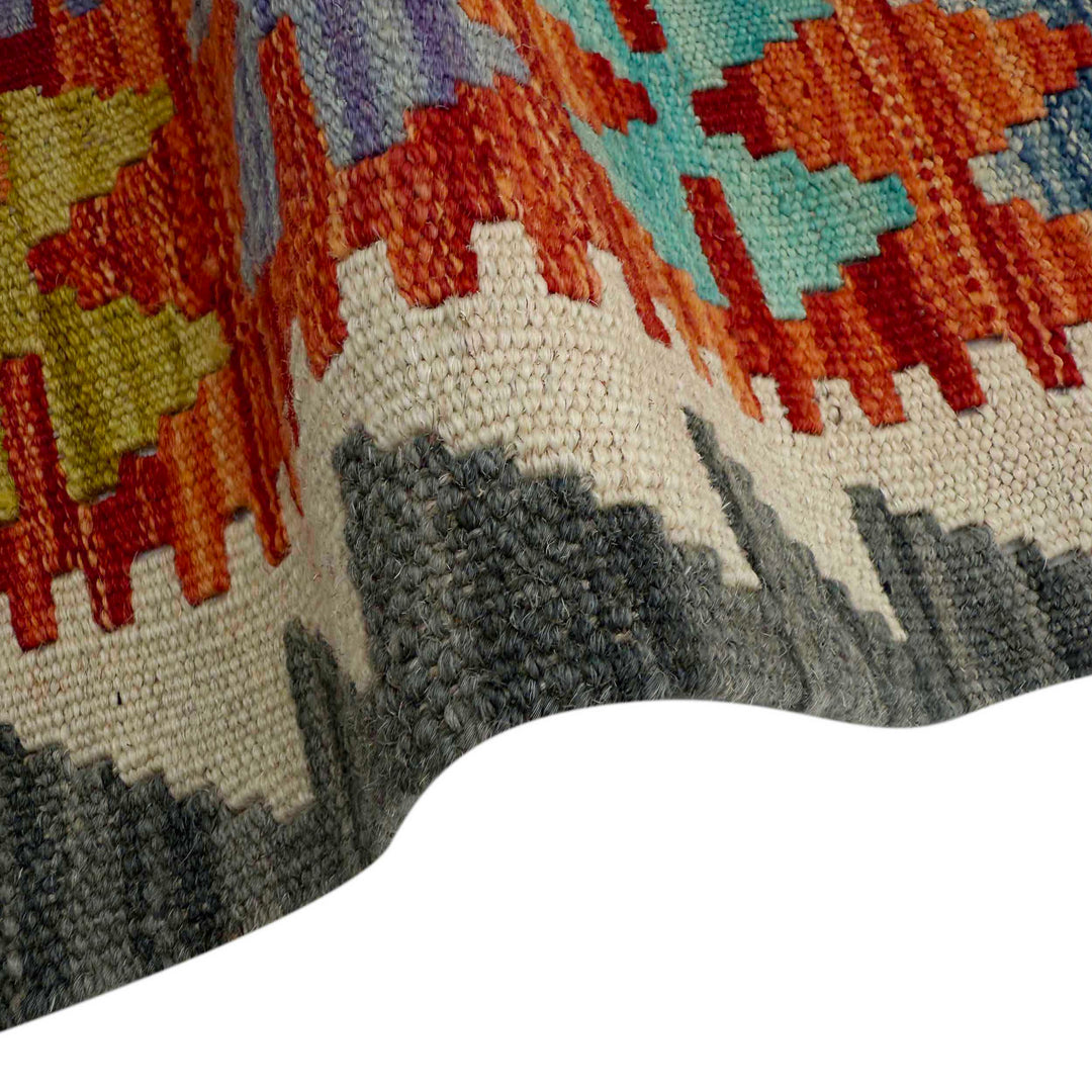 Afghan Vegetable Kilim Rug 2' 6" x 6' 8" Flat-Weave field