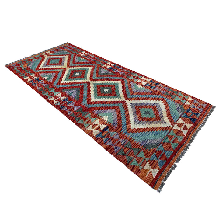 Afghan Vegetable Kilim Rug 2' 7" x 6' 4" Flat-Weave | No. AL44200