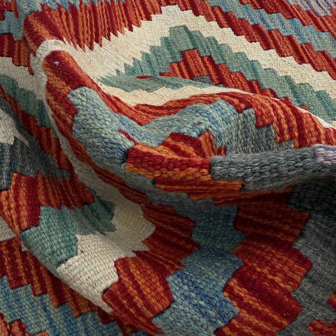 Afghan Vegetable Kilim Rug 2' 7" x 6' 4" Flat-Weave | No. AL44200