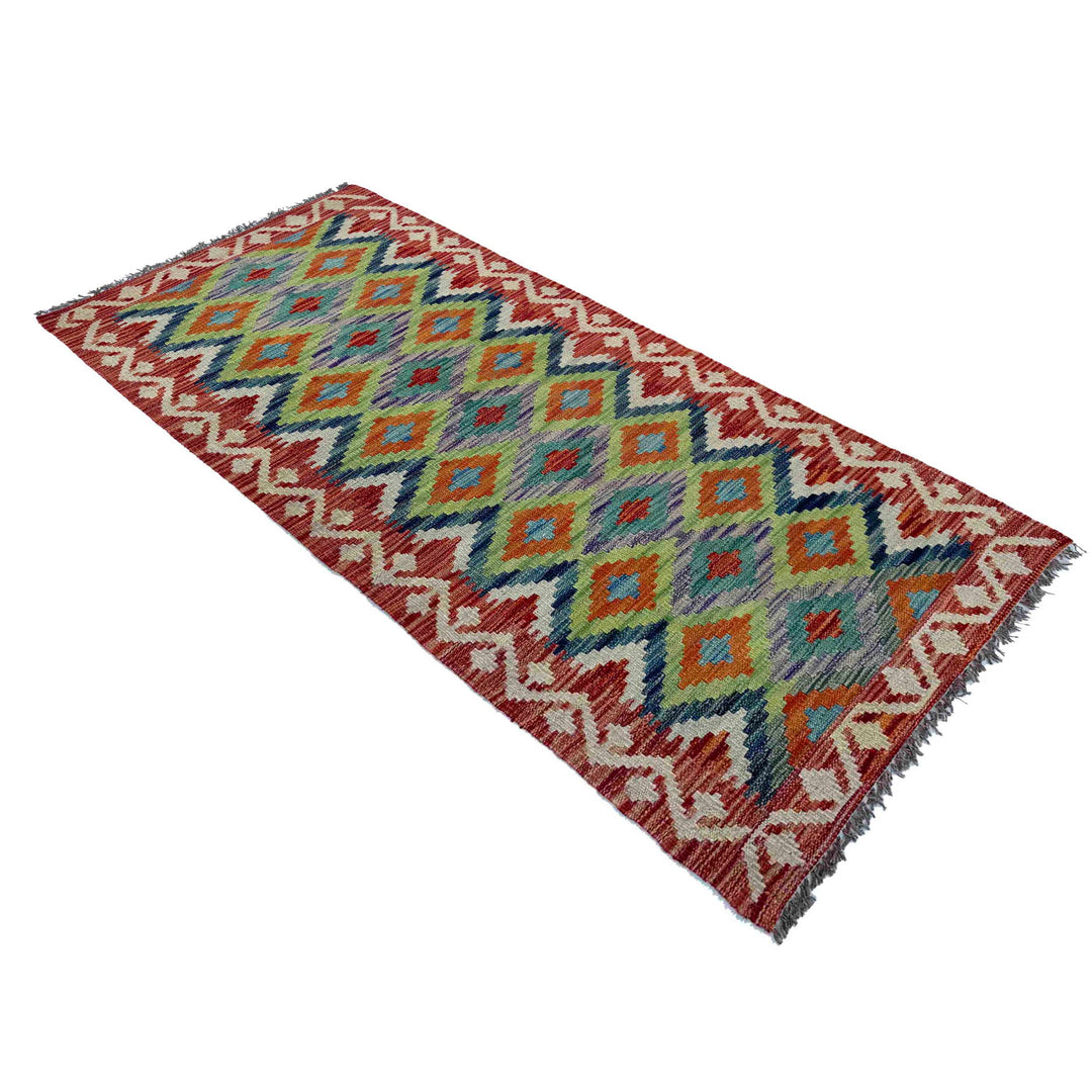 Afghan Vegetable Kilim Rug 2' 5" x 6' 2" Flat-Weave view