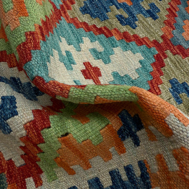 Afghan Vegetable Kilim Rug 2' 9" x 9' 7" Flat-Weave texture