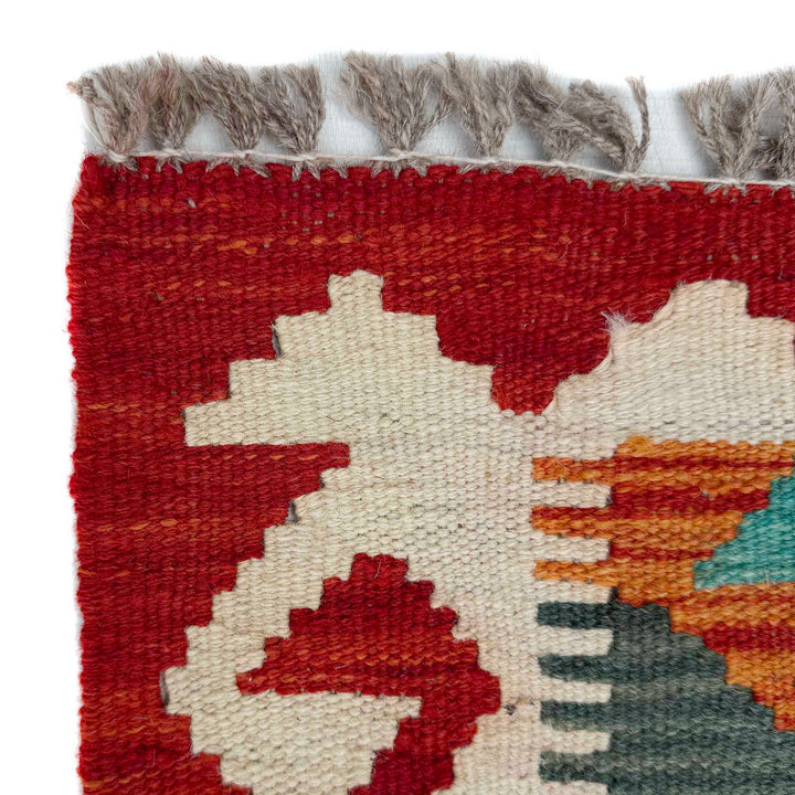 Afghan Vegetable Kilim Rug 2' 7" x 9' 6" Flat-Weave pattern