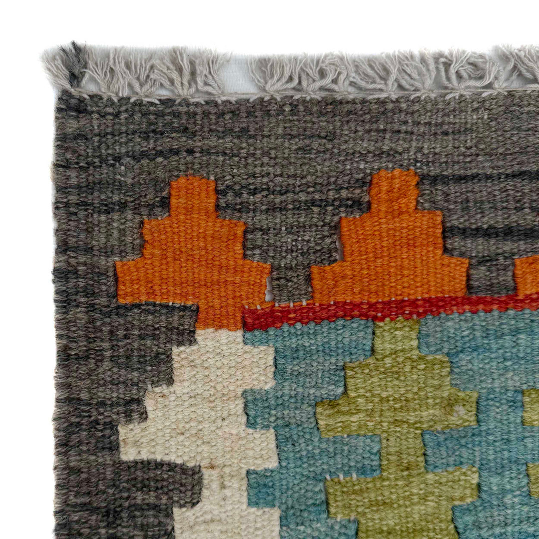Afghan Vegetable Kilim Rug 2' 7" x 9' 9" Flat-Weave pattern
