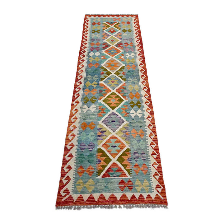 Afghan Vegetable Kilim Rug 2' 9" x 9' 8" Flat-Weave | No. AL825033