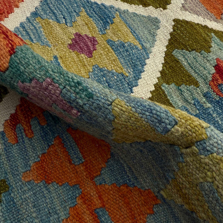 Afghan Vegetable Kilim Rug 2' 9" x 9' 8" Flat-Weave | No. AL825033