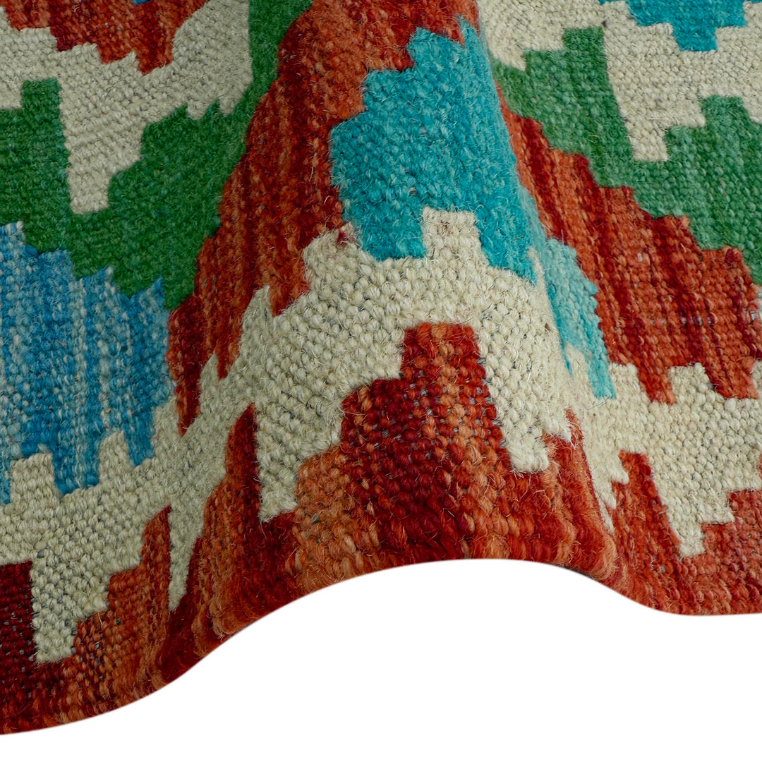 Afghan Vegetable Kilim Rug 2' 9" x 9' 8" Flat-Weave field