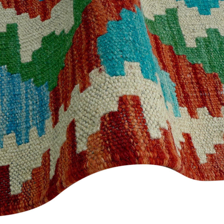 Afghan Vegetable Kilim Rug 2' 9" x 9' 8" Flat-Weave field