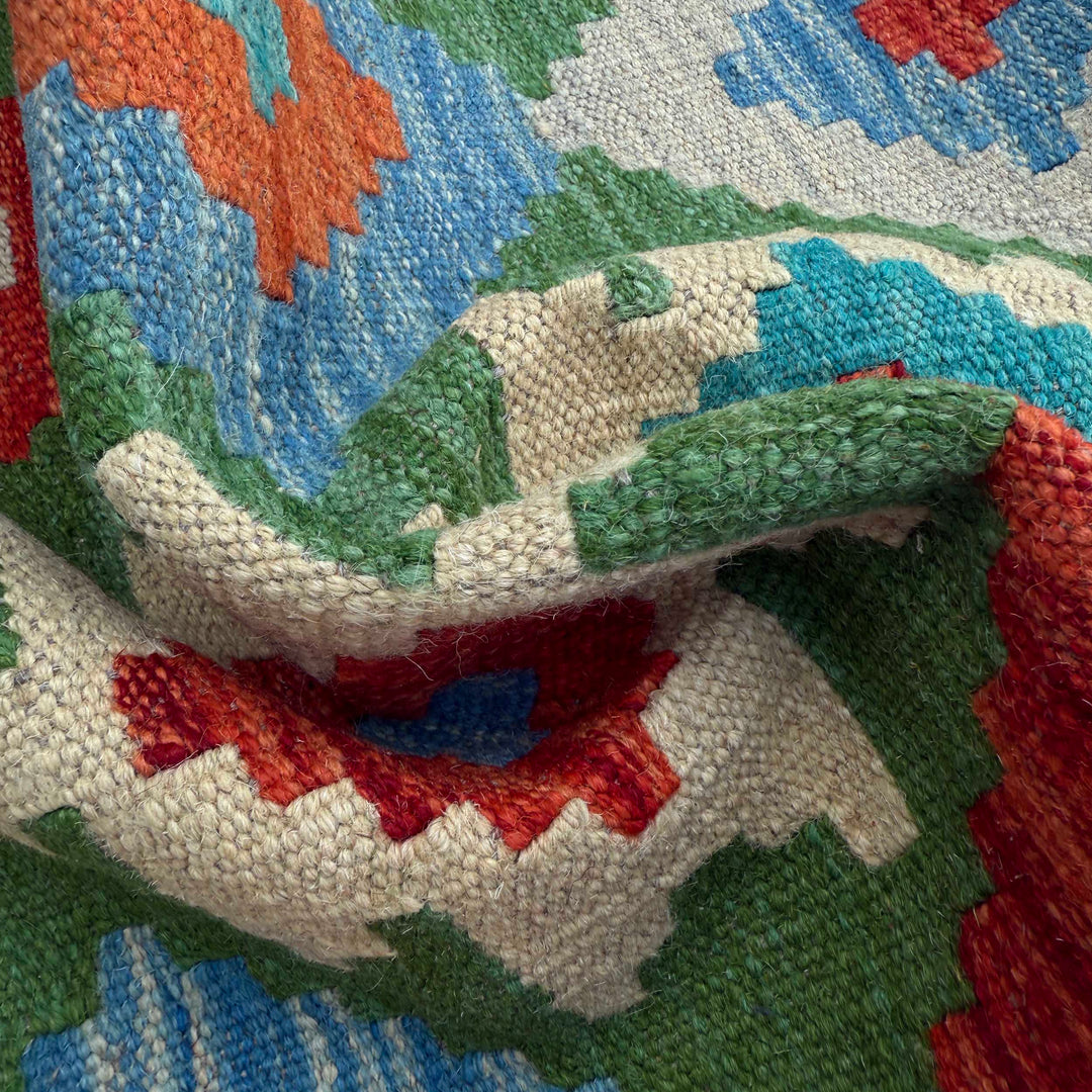 Afghan Vegetable Kilim Rug 2' 9" x 9' 8" Flat-Weave texture