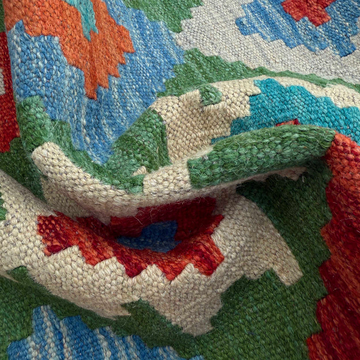 Afghan Vegetable Kilim Rug 2' 9" x 9' 8" Flat-Weave texture