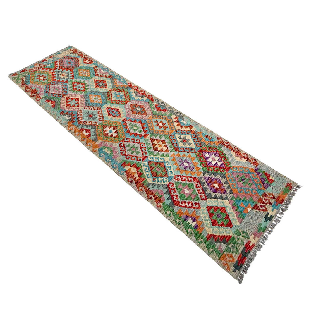 Afghan Vegetable Kilim Rug 2' 9" x 9' 11" Flat-Weave view