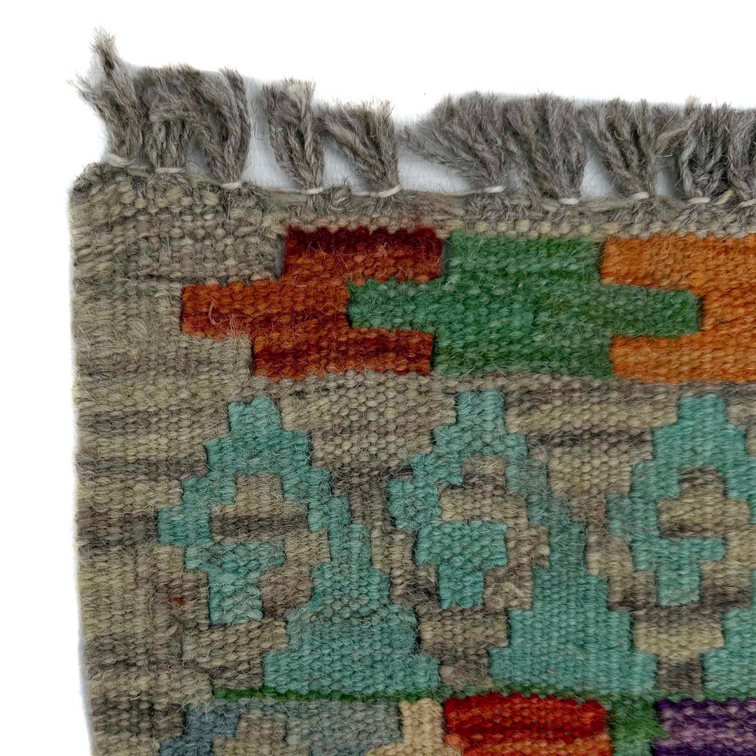 Afghan Vegetable Kilim Rug 2' 9" x 9' 11" Flat-Weave pattern