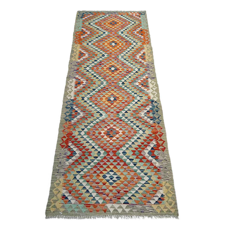 Afghan Vegetable Kilim Rug 2' 10" x 9' 5" Flat-Weave detail