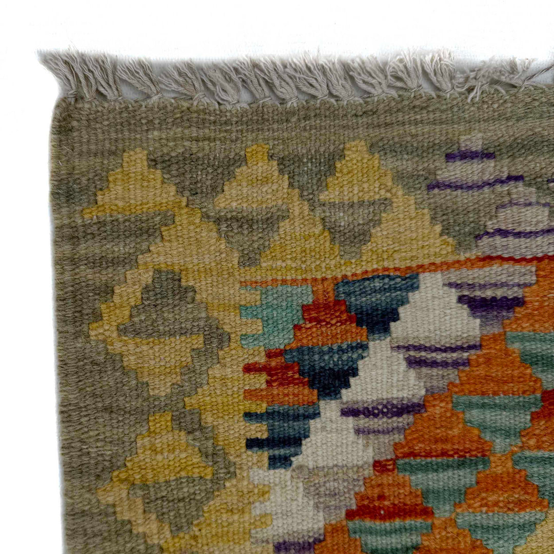 Afghan Vegetable Kilim Rug 2' 10" x 9' 5" Flat-Weave pattern