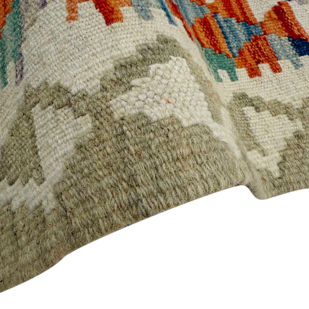 Afghan Vegetable Kilim Rug 2' 10" x 9' 5" Flat-Weave field