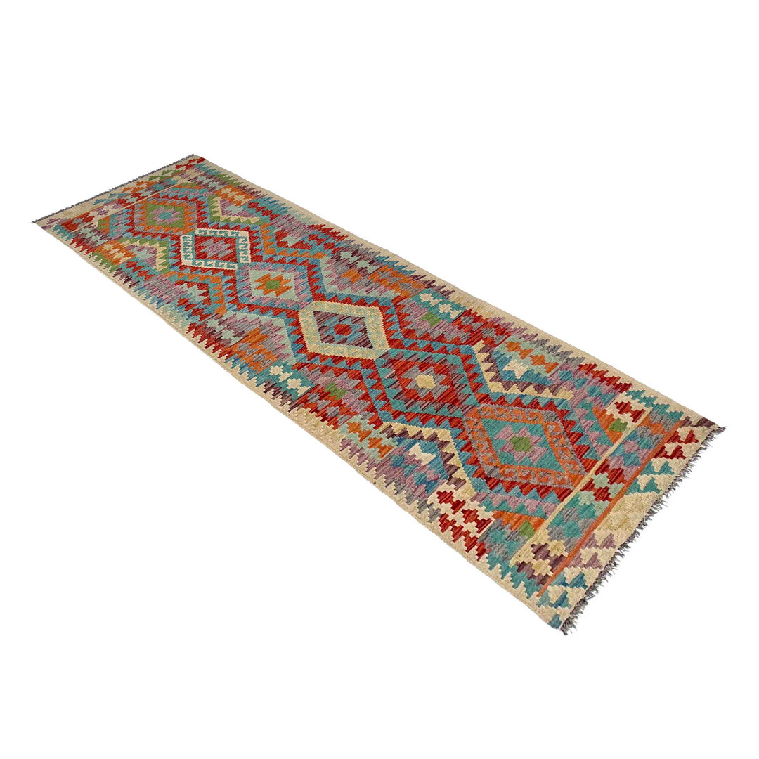 Afghan Vegetable Kilim Rug 2' 7" x 9' 9" Flat-Weave | No. AL43813
