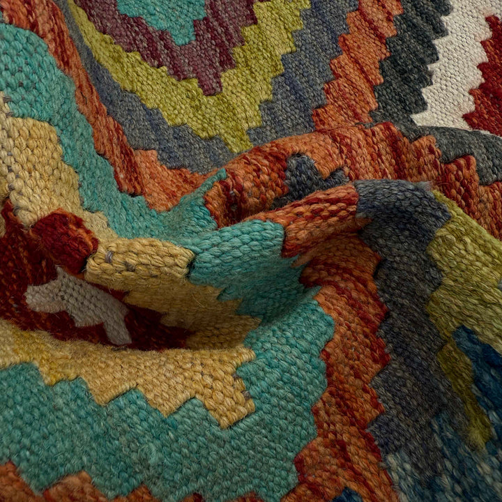Afghan Vegetable Kilim Rug 2' 9" x 9' 6" Flat-Weave texture