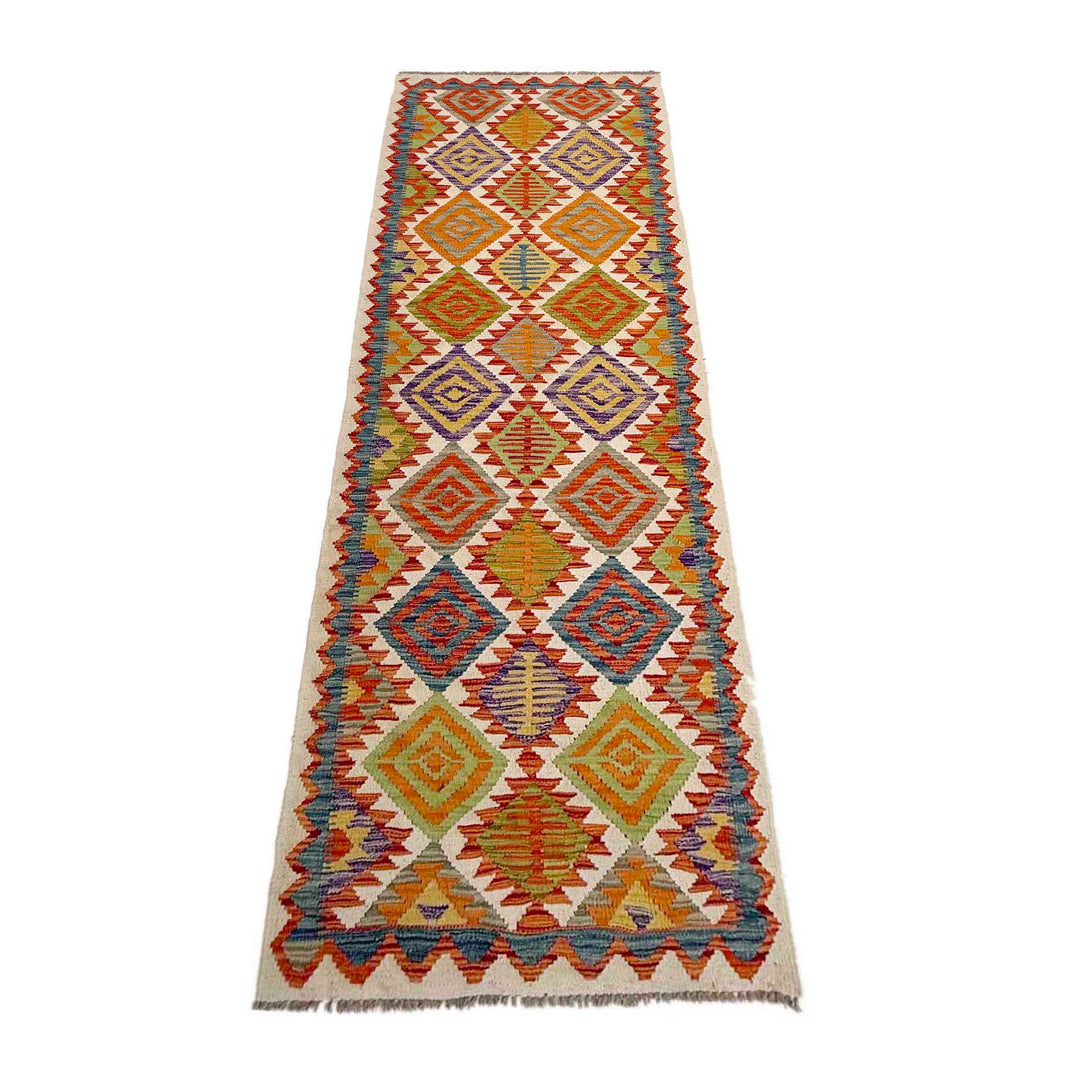 Afghan Vegetable Kilim Rug 2' 9" x 10' 2" Flat-Weave | No. AL181788