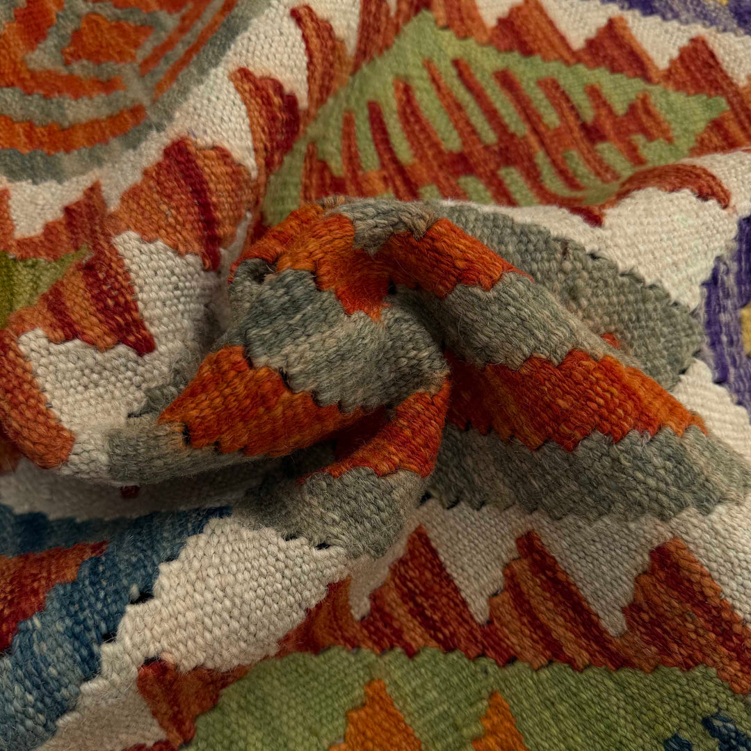 Afghan Vegetable Kilim Rug 2' 9" x 10' 2" Flat-Weave | No. AL181788