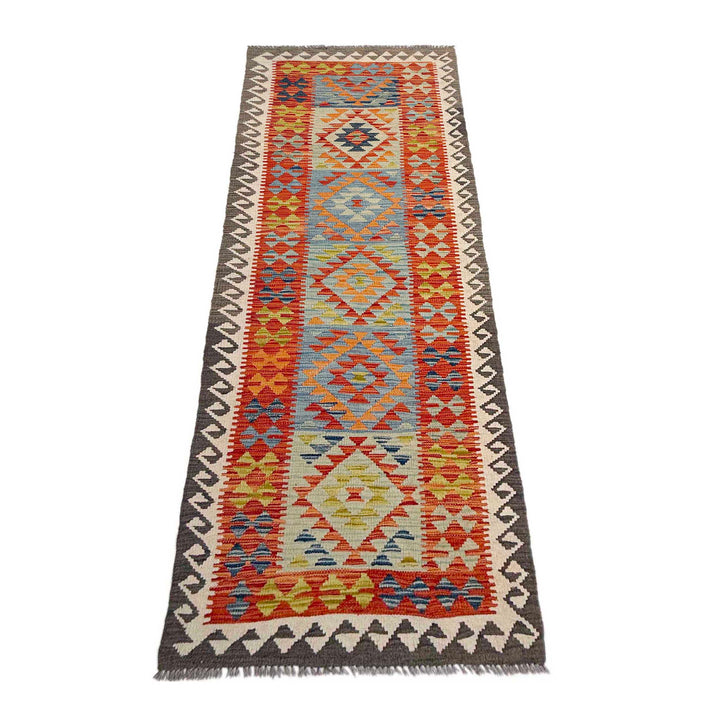 Afghan Vegetable Kilim Rug 2' 10" x 9' 6" Flat-Weave detail