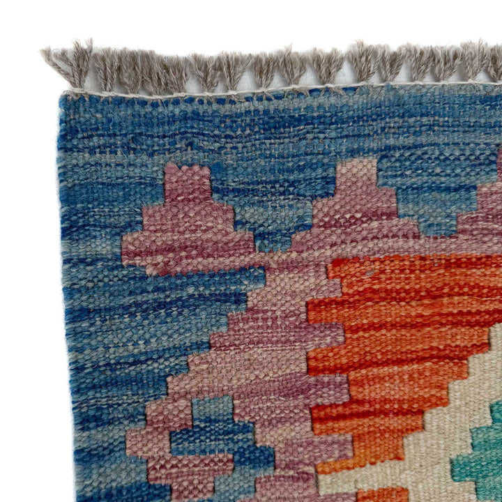 Afghan Vegetable Kilim Rug 2' 6" x 9' 9" Flat-Weave pattern
