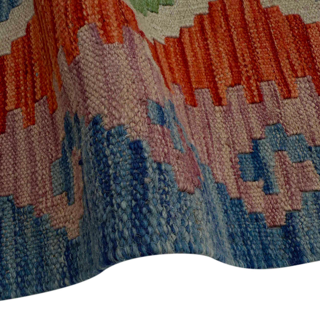 Afghan Vegetable Kilim Rug 2' 6" x 9' 9" Flat-Weave field