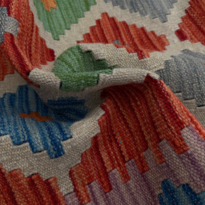 Afghan Vegetable Kilim Rug 2' 6" x 9' 9" Flat-Weave texture