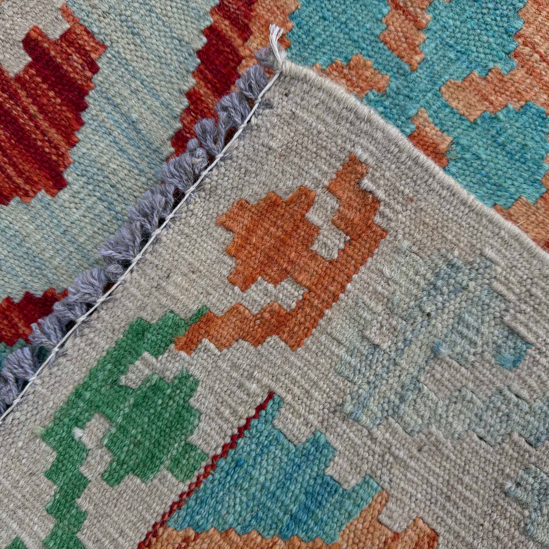 Afghan Vegetable Kilim Rug 2' 8" x 10' 0" Flat-Weave | No. AL47052