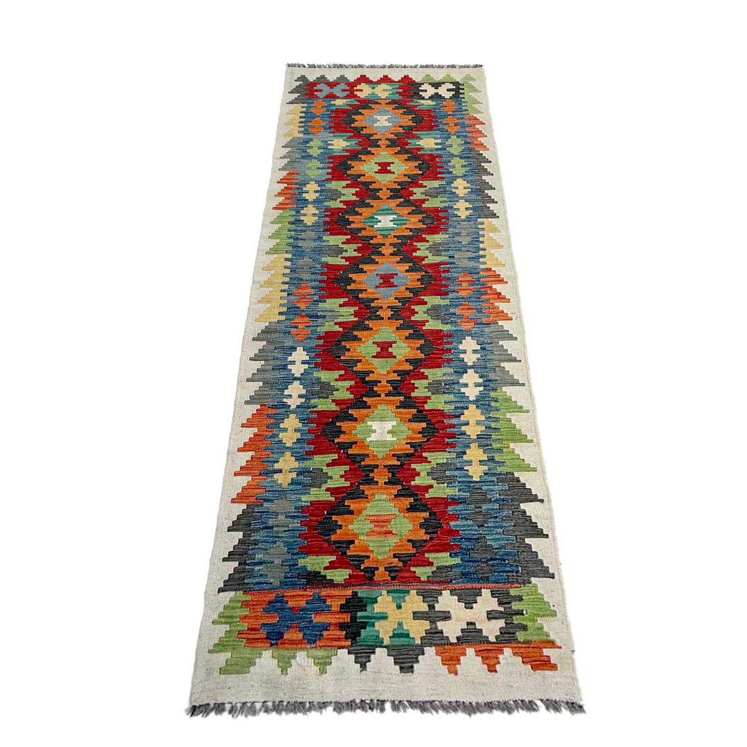 Afghan Vegetable Kelim Runner 2' 7" x 9' 3" Flat-Weave detail