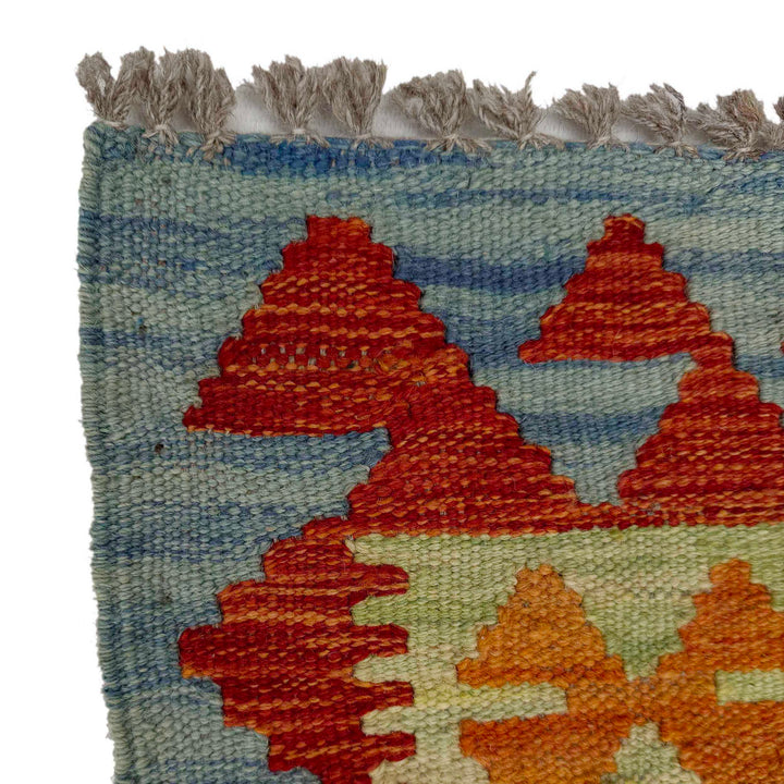 Afghan Vegetable Kilim Rug 2' 11" x 9' 5" Flat-Weave | No. AL107543
