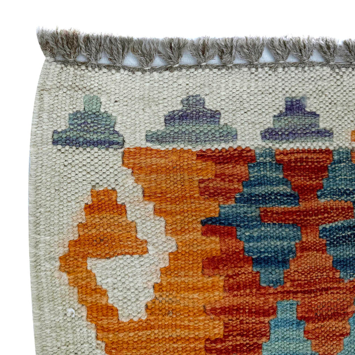 Afghan Vegetable Kilim Rug 2' 7" x 9' 8" Flat-Weave pattern