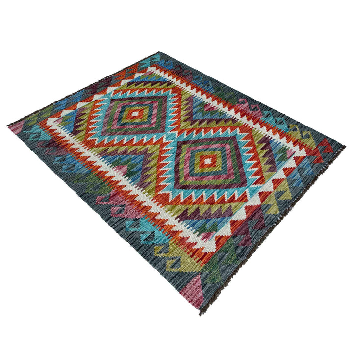 Afghan Vegetable Kilim Rug 2'11" x 3'11" Flat-Weave view