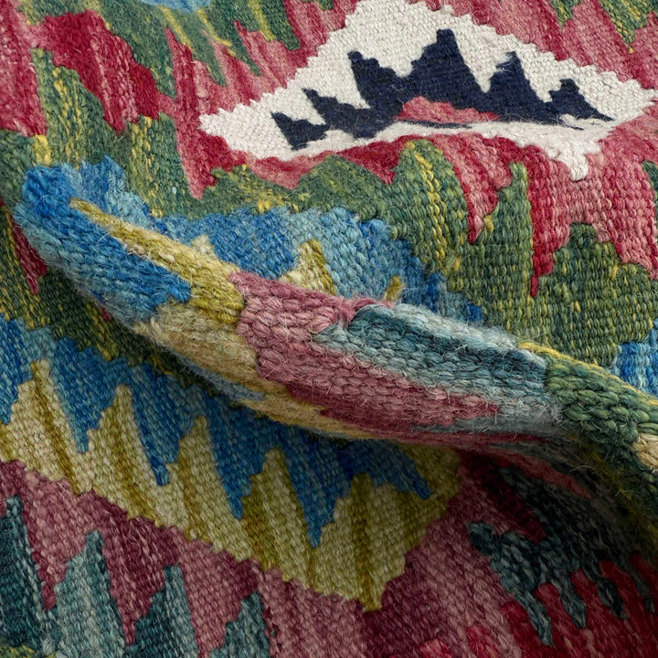 Afghan Vegetable Kilim Rug 2' 9" x 4' 2" Flat-Weave texture