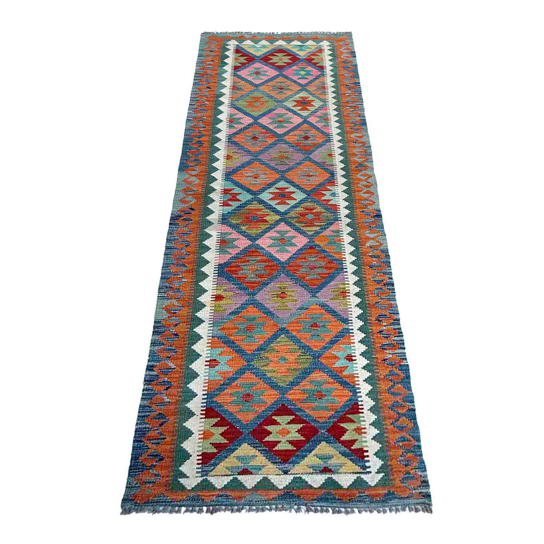 Afghan Vegetable Kilim Rug 2' 9" x 9' 11" Flat-Weave | No. AL91535