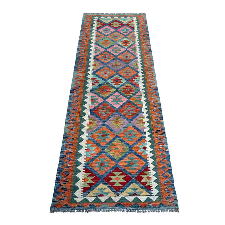 Afghan Vegetable Kilim Rug 2' 9" x 9' 11" Flat-Weave | No. AL91535