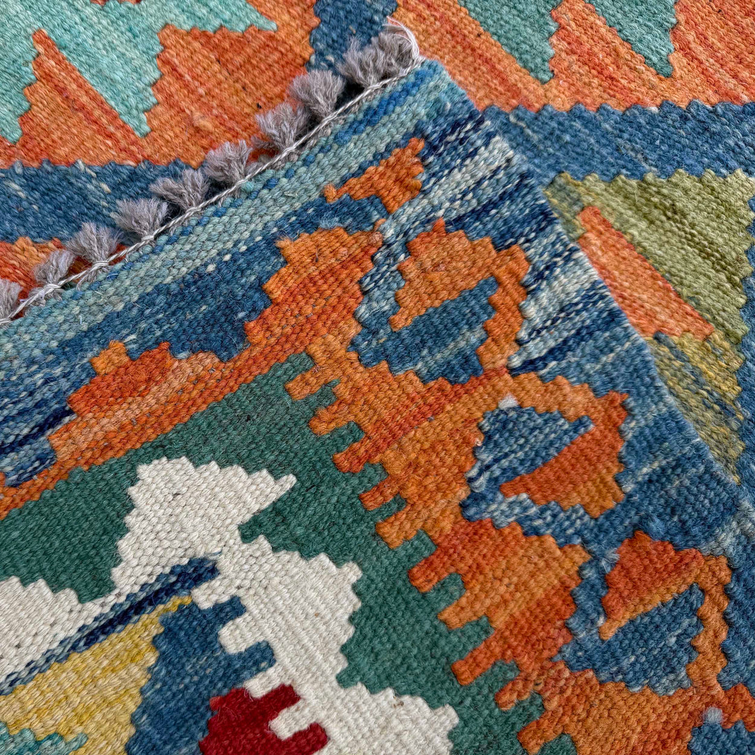 Afghan Vegetable Kilim Rug 2' 9" x 9' 11" Flat-Weave | No. AL91535