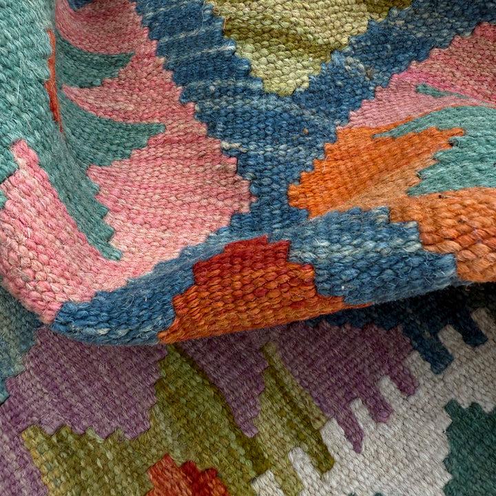 Afghan Vegetable Kilim Rug 2' 9" x 9' 11" Flat-Weave | No. AL91535