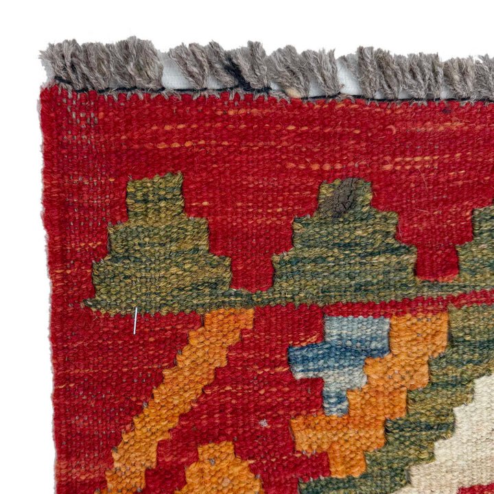 Afghan Vegetable Kilim Rug 2' 10" x 9' 4" Flat-Weave pattern