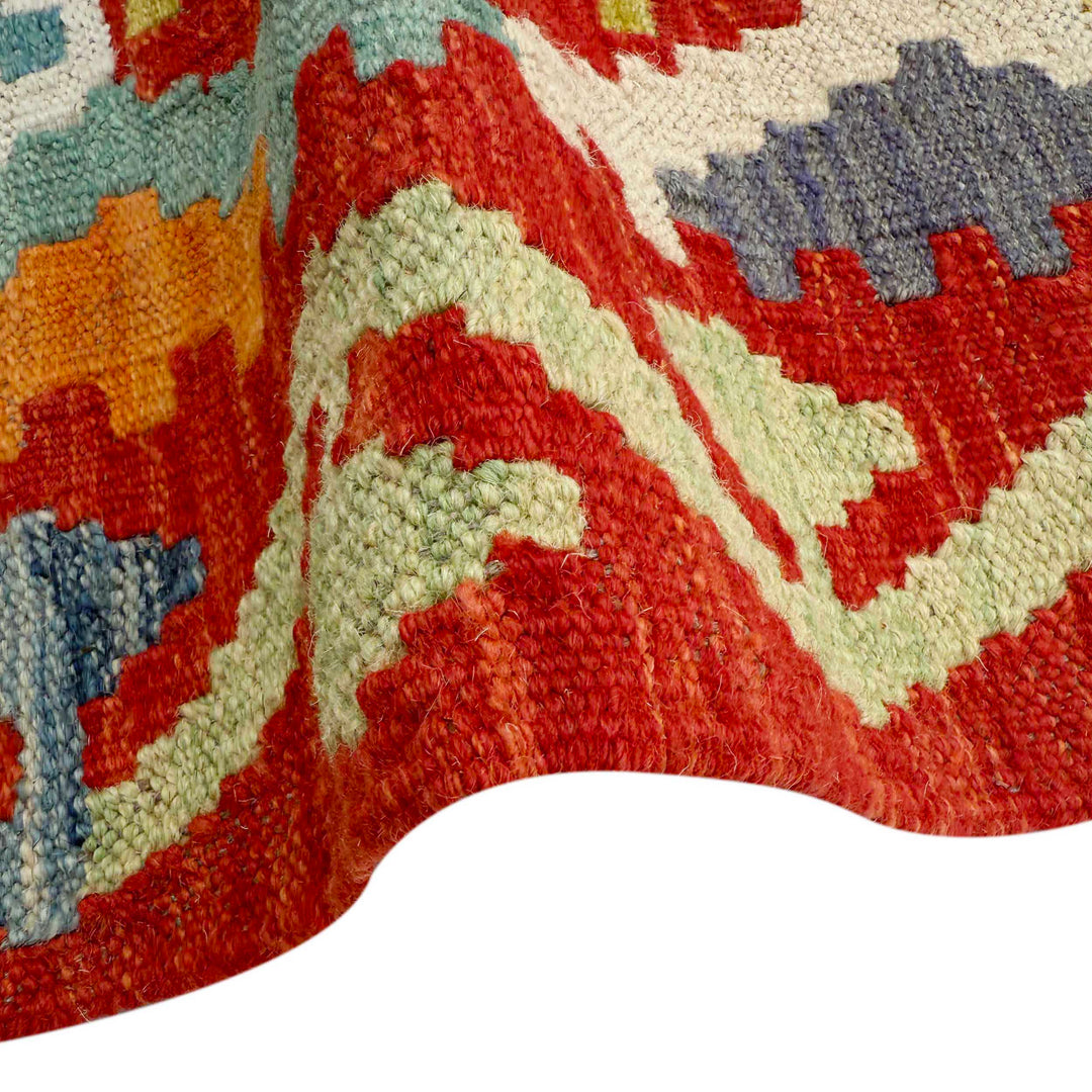 Afghan Vegetable Kilim Rug 2' 10" x 9' 4" Flat-Weave field