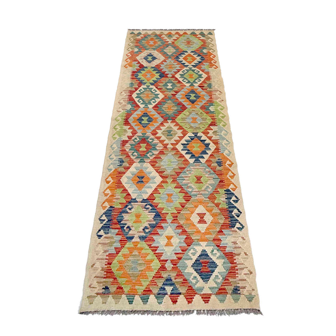 Afghan Vegetable Kilim Rug 2' 8" x 9' 8" Flat-Weave detail