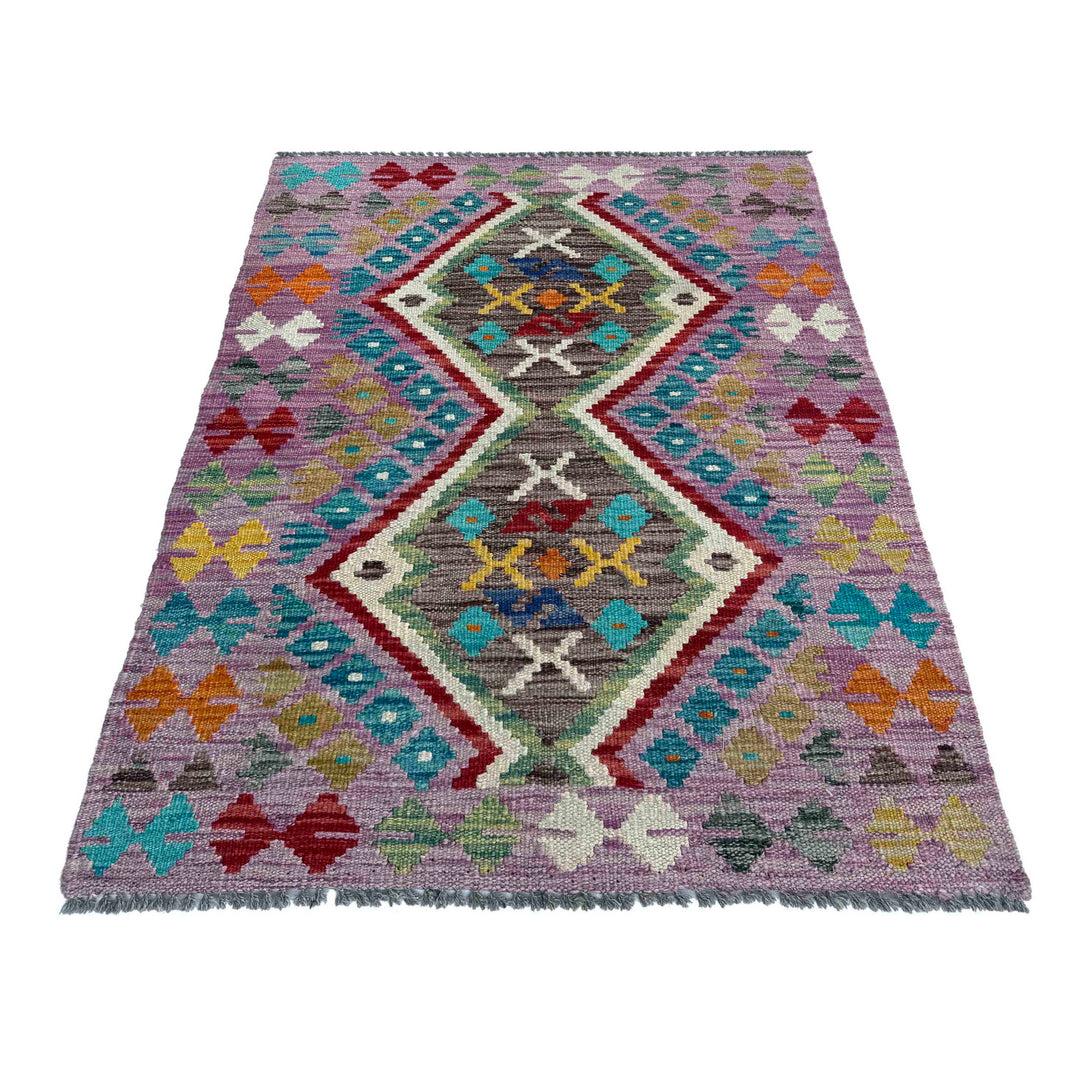 Afghan Vegetable Kilim Rug 2' 7" x 4' 0" Flat-Weave detail