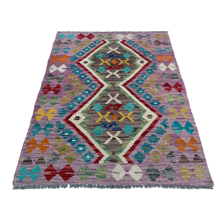Afghan Vegetable Kilim Rug 2' 7" x 4' 0" Flat-Weave detail